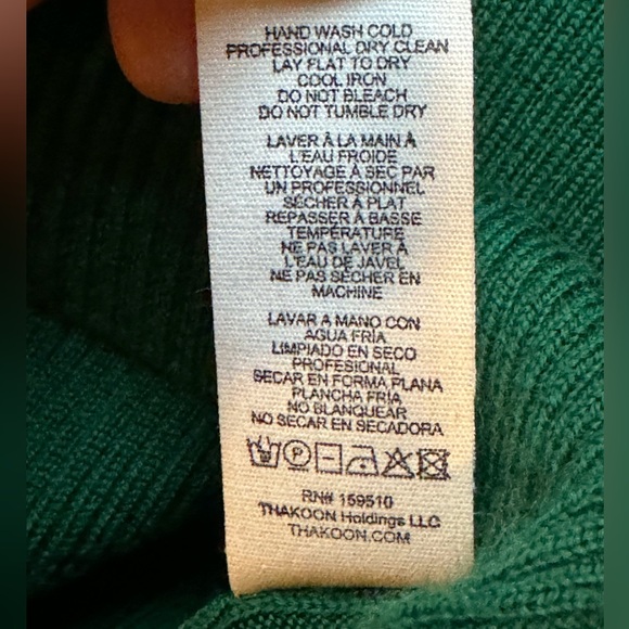 NWT Thakoon Button Up Merino Wool Turtleneck in VG Green Size Small - Picture 7 of 7